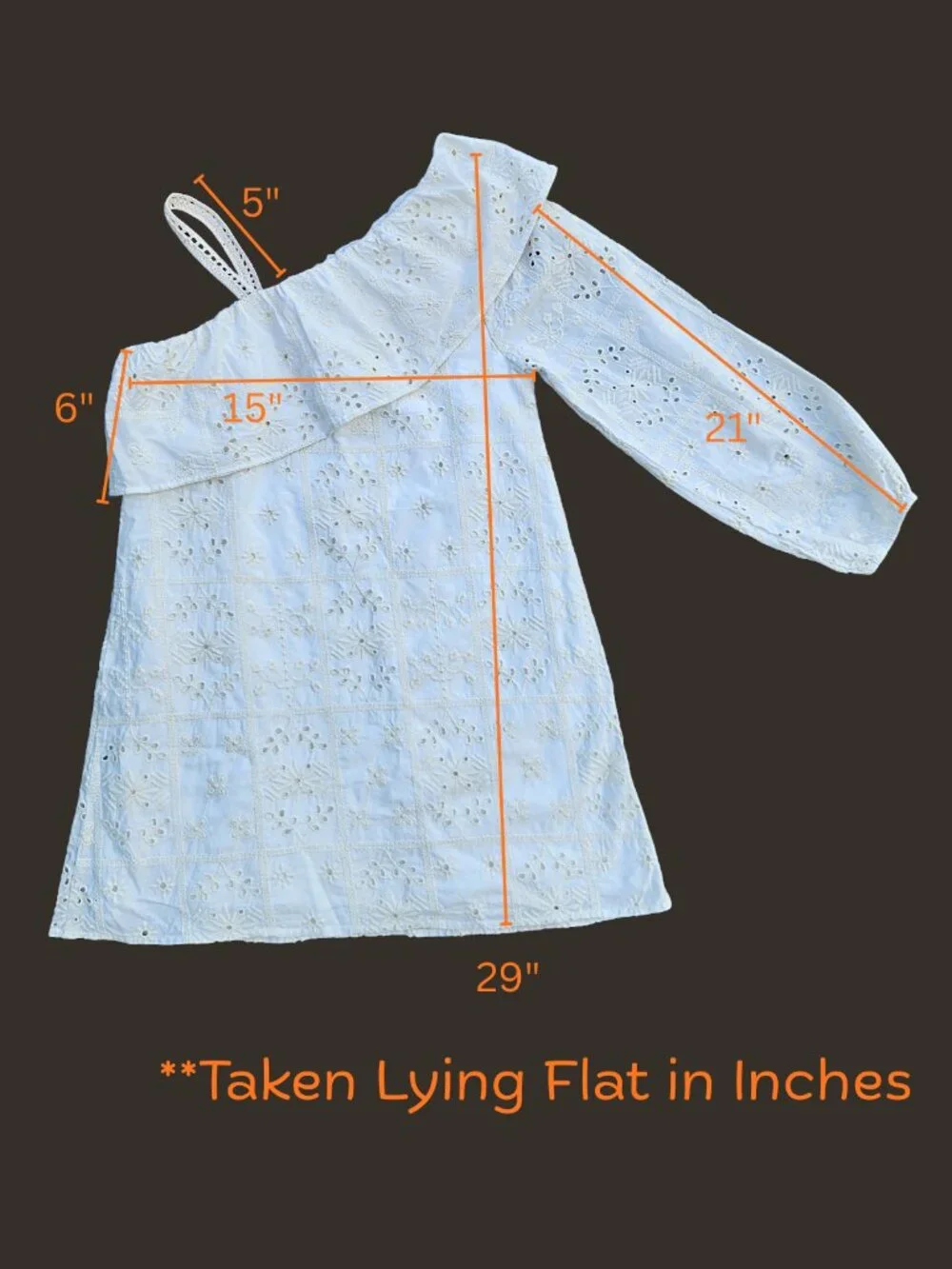 Zara Girls Kids One Shoulder Dress Eyelet Lace 100% Cotton Size 11/12 -Years old - Picture 13 of 15
